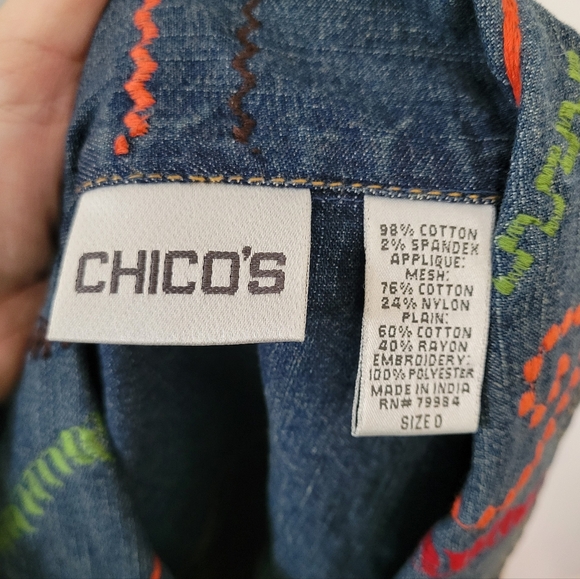 Chico's Women's Denim Vest Sz 0 (Small) Colorful Beaded Embroidered Art to Wear - Picture 13 of 15